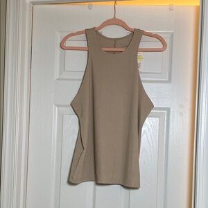 A New Day Tan Sleeveless Asymmetrical Tank Top